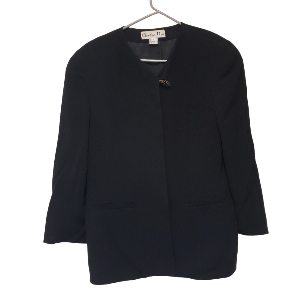 Christian Dior black vintage blazer jacket size 10 button closure